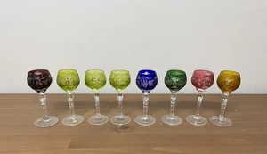 8 Bicchieri Vintage Nachtmann Cristallo Cordiale Uva Uva Taglio a Trasparente - Foto 1 di 4