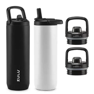 Zulu 411-2401-900 Stainless Steel Water Bottle with Lids., 2pk 24oz, Includes 2 - Picture 1 of 3
