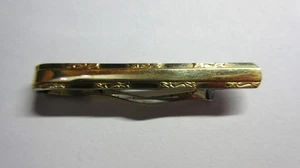 Vintage 9ct GOLD ON STERLING SILVER TIE PIN, BAR, CLASP - Scroll  Decoration - Picture 1 of 3