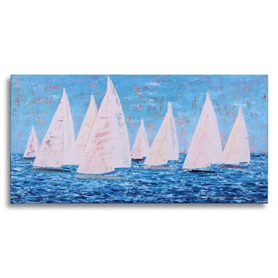 MAJER Abstrakt Leinwand Gemälde Ocean Meer See Regatta Segelboot ORIGINAL UNIKAT - Bild 1 von 4