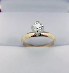 Classi Solitaire Old European Cut 0.25ct Diamond Engagement Ring, Solid 14k Gold - Picture 1 of 10