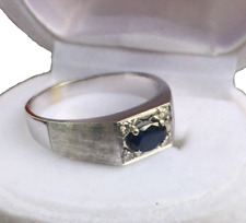 Saphirrring Saphir oval blau 750er Weißgold 18 Karat Ring Gr.58 weiße Saphire