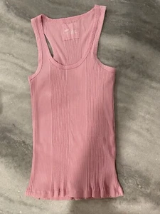 Canotta Aerie cotone a costine testurizzata schiena racer gomma da masticare rosa taglia small - Foto 1 di 9