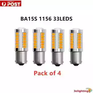 4X BA15S 1156 P21W 33LEDS 5730 LED TURN SIGNAL INDICATOR CANBUS BULB GLOBE AMBER - Picture 1 of 5