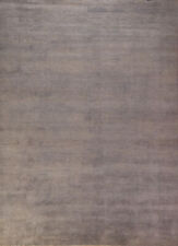 Premium Quality Gabbeh Solid Design Wool Area Rug- Timeless Style" Gray 10x13 ft