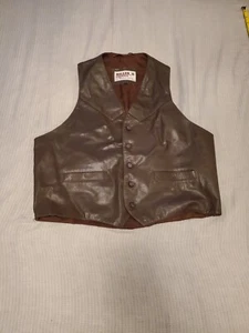 VTG 80s/ 90s Miller Stockman Western Living Brown Leather Rider Vest Men’s L - Picture 1 of 10