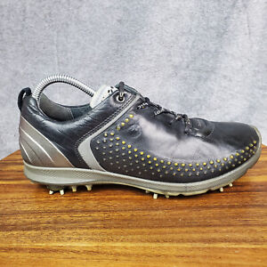 Ecco Biom Golf Shoes Men's 6 40 Black Yak Leather Lace Up Spiked Sneakers
