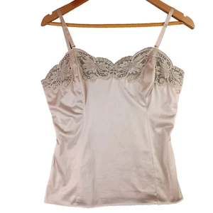 Adjustable Strap Beige Camisole Women's 36 Lace Lingerie Top Made USA - Picture 1 of 15