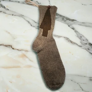 Primitive Wool Christmas Stocking with Hand Stitched Christmas Tree & Rusty Bell - Picture 1 of 5