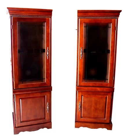 Contemporary Mahogany-Stained Empire Style Illuminated Display Cabinet Unit Cover