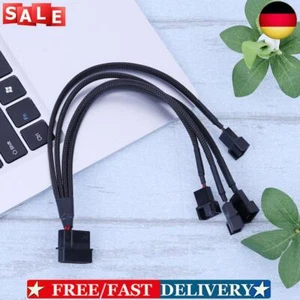4Pin IDE Molex To 4-Port 3Pin/4Pin Cooling Fan Splitter Power Cord Black Sleeved - Bild 1 von 8