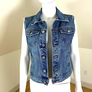 Vintage 80s 90s Calvin Klein Small Sleeveless Jacket Jean Denim Vest Top Shirt - Picture 1 of 11