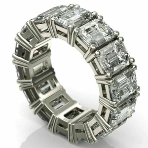 13Ct White Emerald CZ Eternity Engagement Wedding Band 925 Sterling Silver - Picture 1 of 5