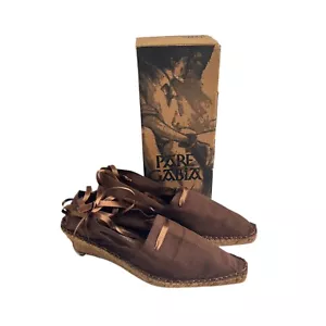Nuevo en caja Pare Gabia bronce marrón lona alpargatas sin cordones talla 41 cinta corbata Francia - Imagen 1 de 12