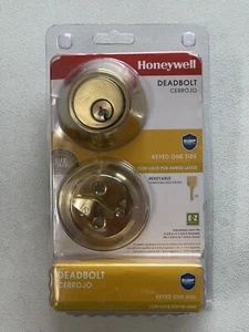 Honeywell 8111009 Single Cylinder Deadbolt, Polished Brass - Picture 1 of 2