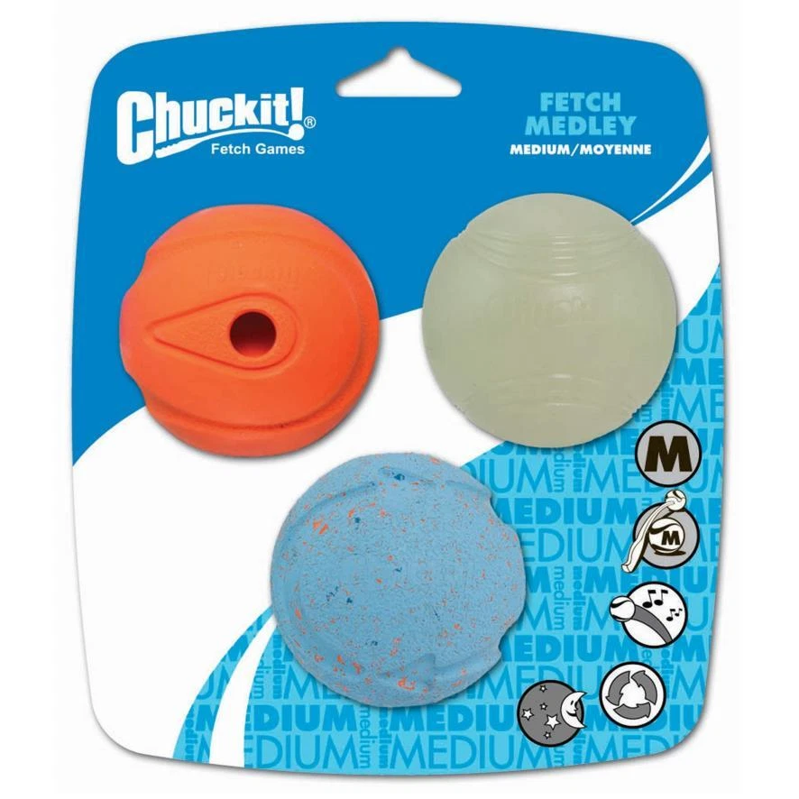 Chuckit! Fetch Medley medium 3 pack Dog Toy - Image 1 of 3