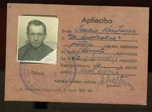 SOVIETICA LETTONIA "ZIEDKALNE" BANDA OTTONE MUSICISTA LICENZA ID JELGAVA 1962 - Foto 1 di 1