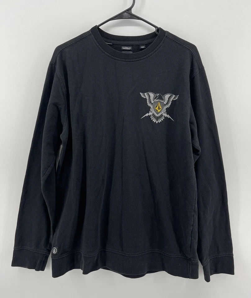 Volcom Long Sleeve Skate Skater Shirt Size Large Black Yellow 2 Sided Graphic - Image 1 of 4