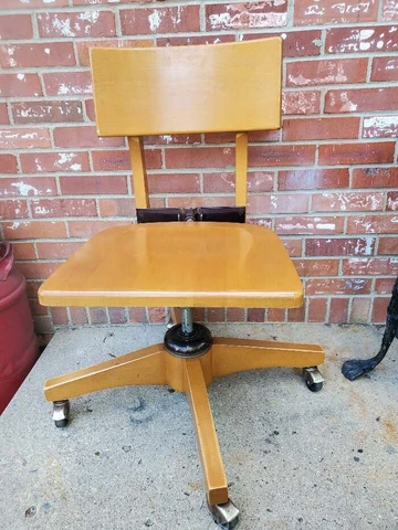Vintage Solid Oak Wood Bankers Desk Chair Swivel Rolling Rocking Cover