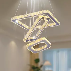 Modern Crystal Chandeliers LED Square Chandelier Pendant Lights Chandelier Penda - Picture 1 of 7