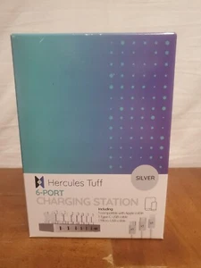Hercules Tuff 6 PORT Charging Station for Multiple Devices SILVER HT-CS-6 Open - Picture 1 of 6
