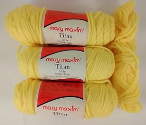 Mary Maxim Titan Yarn 3 Ply Bulky 3oz Yellow Lot of 3 plus partial - Picture 1 of 5