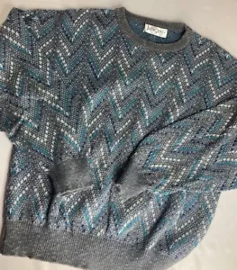 Jantzen vintage Mens grey multicolor knitted sweater Medium - Picture 1 of 2