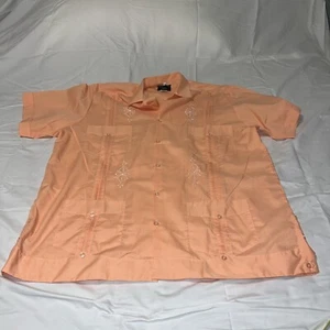 Herren Guayabera Hemd Größe 46 Pfirsich Perfekt für Strand Hochzeit oder die Inseln. - Bild 1 von 8