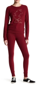 Nuevos Pantalones de Sudadera David Lerner para Mujer Talla Mediana Salón Pull On Rojo Oscuro - Imagen 1 de 6