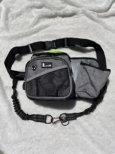 Pecute Hands Free Dog Walking Waist Run Belt Padded Back Reflective Gray Nylon - Picture 1 of 10