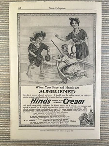 Hinds Honey & Almond Cream Sunburn Portland Maine Fishing 1915 Vintage Print Ad - Bild 1 von 1