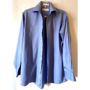 Michael Kors Dress Shirt Mens 15 32/33 M Blue Long Sleeve Striped Button Down - Picture 1 of 6