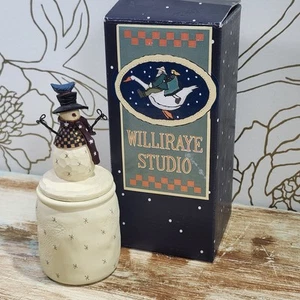 Vintage WILLIRAYE Studio Snowman Bluebird Candle Rustic Prim Christmas - Picture 1 of 15
