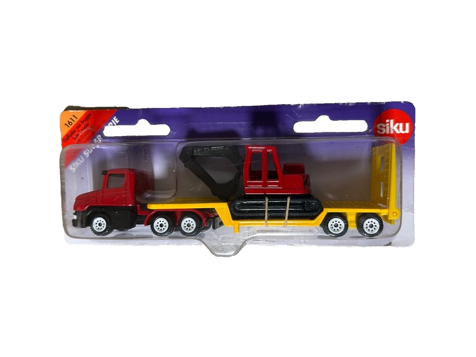 Siku Super    1611 Tieflader mit Bagger  "Scania Zugmaschine" - Bild 1 von 4