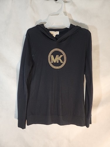 Felpa con cappuccio Michael Kors MEDIUM nera leggera waffle maglia borchie logo