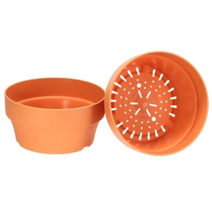 7" Plástico Planta Maceta con Agujero, 2 Paquete Flor Maceta Contenedor, Naranja - Imagen 1 de 7