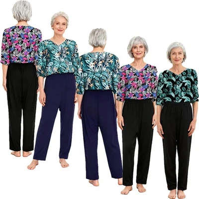 Reißfester Bedruckter Kombianzug Für Ältere Damen Mit Alzheimer Blumenmuster  - Bild 1 von 4