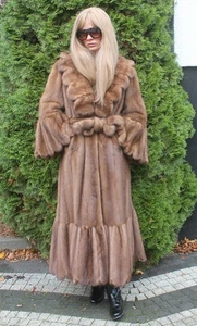 Cappotto di pelliccia vera pelliccia visone 100% ranch visone fur coat trench outwear moda XL/2XL - Foto 1 di 16