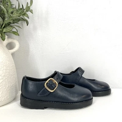 Vintage Girls Navy Leather Mary Jane Dress Shoes Size 5.5 Made In USA - Image 1 of 4