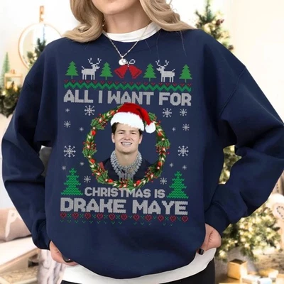 All I Want For Christmas Is D Maye 卫衣,I Love Drake M 衬衫 快速发货 — 第 1/3 张图片