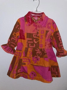 Oilily Fall Pumpkin Patch Jumper Girls 104 Euro US 3-4T Pink Orange Ruffles - Picture 1 of 12