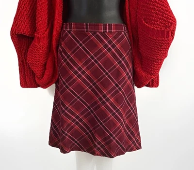 Falda Vintage Mujer XL Roja Cuadros Midi Cápsula Tartán Preppy Retro Suroeste Foto 1 de 4