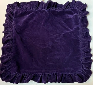 Rare RALPH Lauren *EURO Velvet DARK PURPLE Pillow Sham RUFFLED Galahad Surrey - Picture 1 of 12