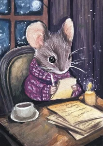 ACEO ORIGINAL Watercolor/Gouache Painting Art “Dear Diary” - Picture 1 of 3