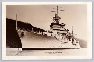 1935 RPPC Navy Cruiser USS Indianapolis (CA-35) in Juneau Alaska Ordway Postcard - Picture 1 of 2