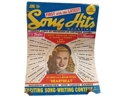 Vintage Song Hits Magazine June 1948 Issue with Ginger Rogers and Chen Yu Firefl - Image 1 of 2