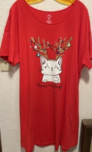 Secret Treasures PJ Vestido Mujer 2X-3X (20W-24W) Navidad "Maullido y Brillante" - Imagen 1 de 9