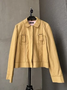 STRENESSE Gabriele Strehle Rare Lamb Leather Jacket Yellow SZ 40 Made in Italy - Picture 1 of 24