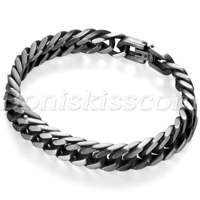 Men's Biker Punk Stainless Steel Heavy Cuban Curb Link Chain Bracelet 8/10/12mm - Image 1 of 4