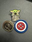 Enamel Pin variety pack, 3 pins included, Grogu, Captain America, and more